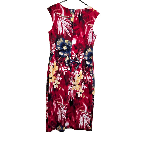 Connected Apparel Womens Black Multicolor Floral Print Midi Drs Sleeveless Sz 10 - Picture 4 of 6
